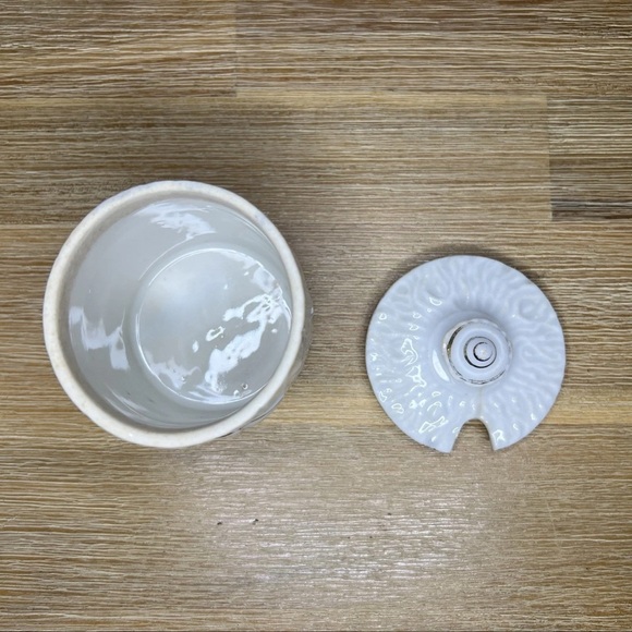 Antique Victorian Porcelain Horseradish Pot Jar Hand Painted Floral Gilt Lid - Picture 7 of 10